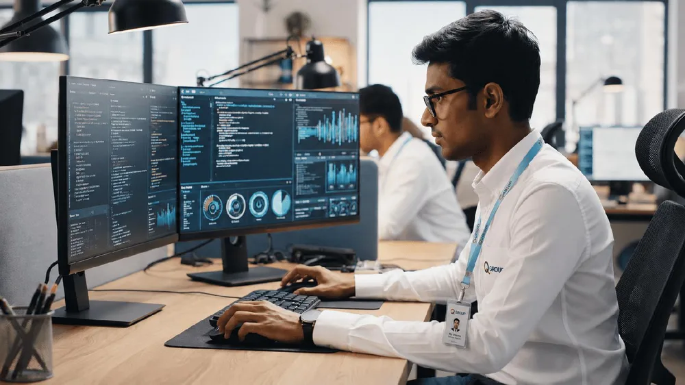 IT professional working on software development for staff augmentation